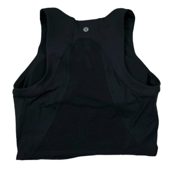 Lululemon Mesh Panelled Training Shelf Tank Top Size 8 Black Lined - Picture 2 of 7